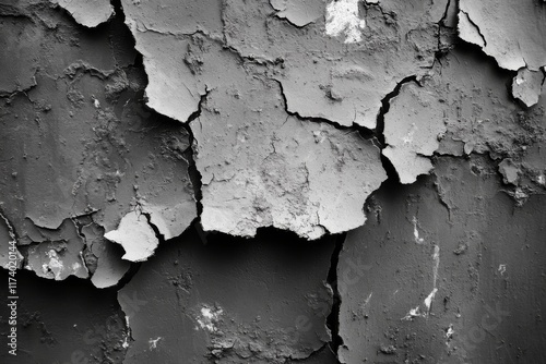 Abstract black and white cracked paint texture background photo