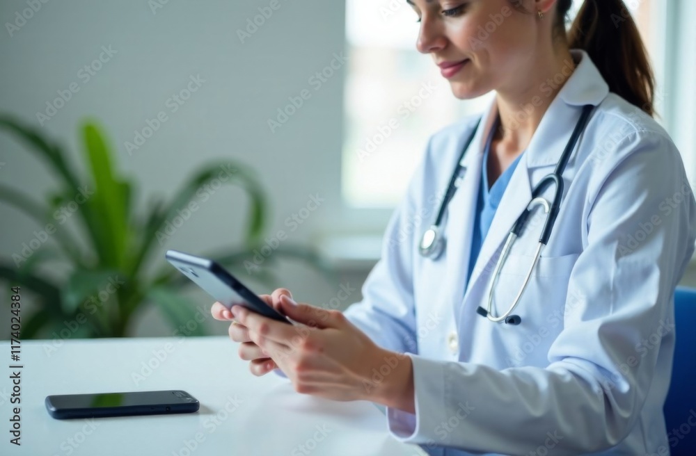 Doctor consults a client online using a gadget Doctor consults a client online using a gadget