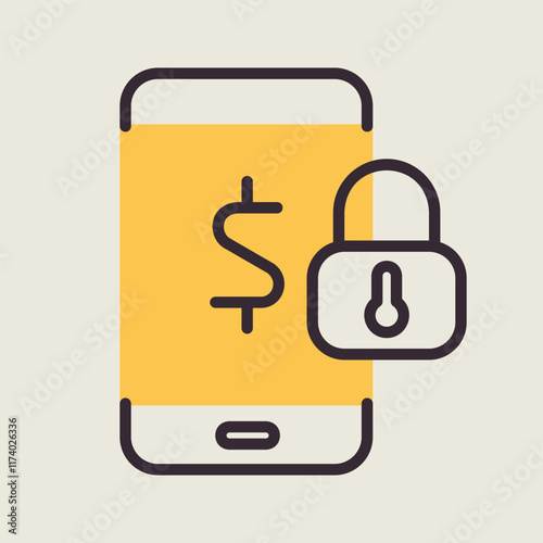 Mobile banking vector icon. Save funds symbol