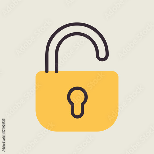 Unlock icon. Security, safety, encryption, privacy concept