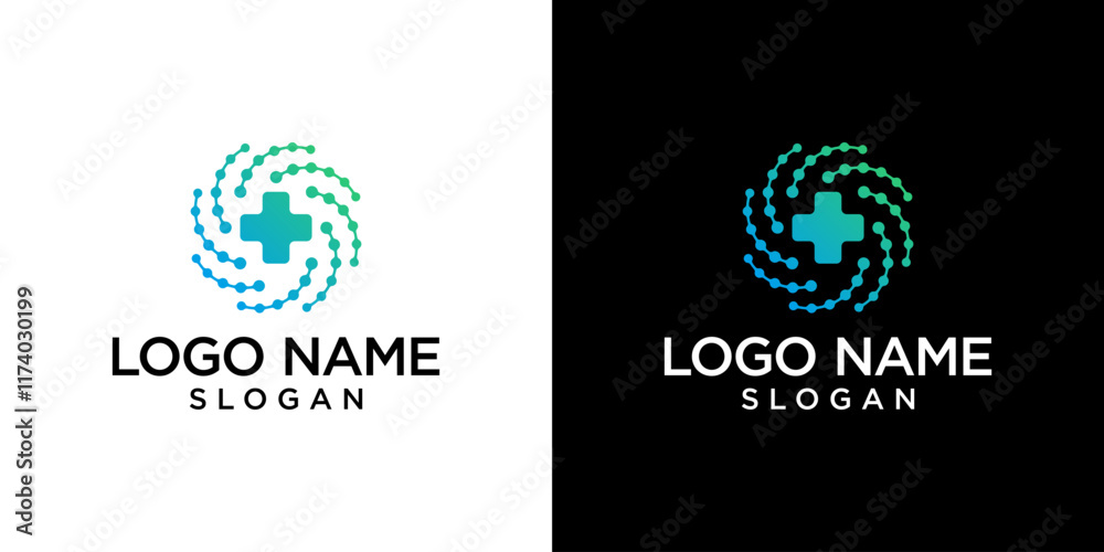 Fototapeta premium Medical Logo. Medical Cross Molecule Logo Design Template Elements.