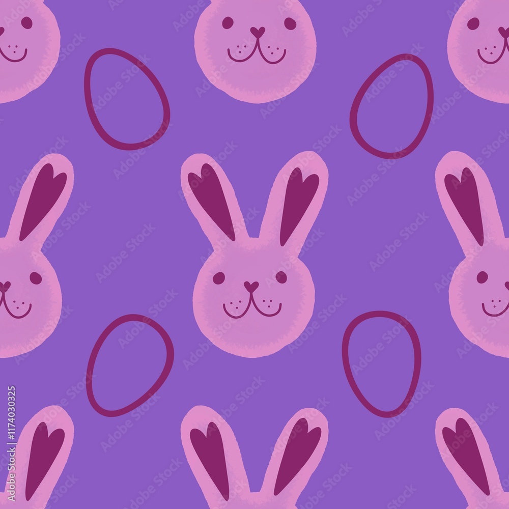 Obraz premium Spring animals seamless Easter rabbit pattern for wrapping paper and fabrics