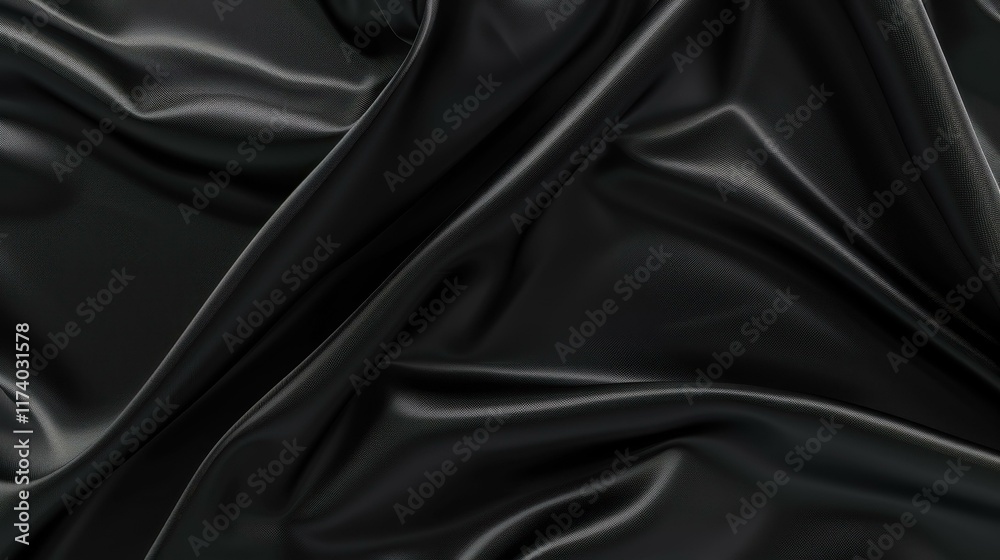 Fototapeta premium Luxurious black satin fabric flows beautifully, perfect for upscale branding or elegant backdrop needs.