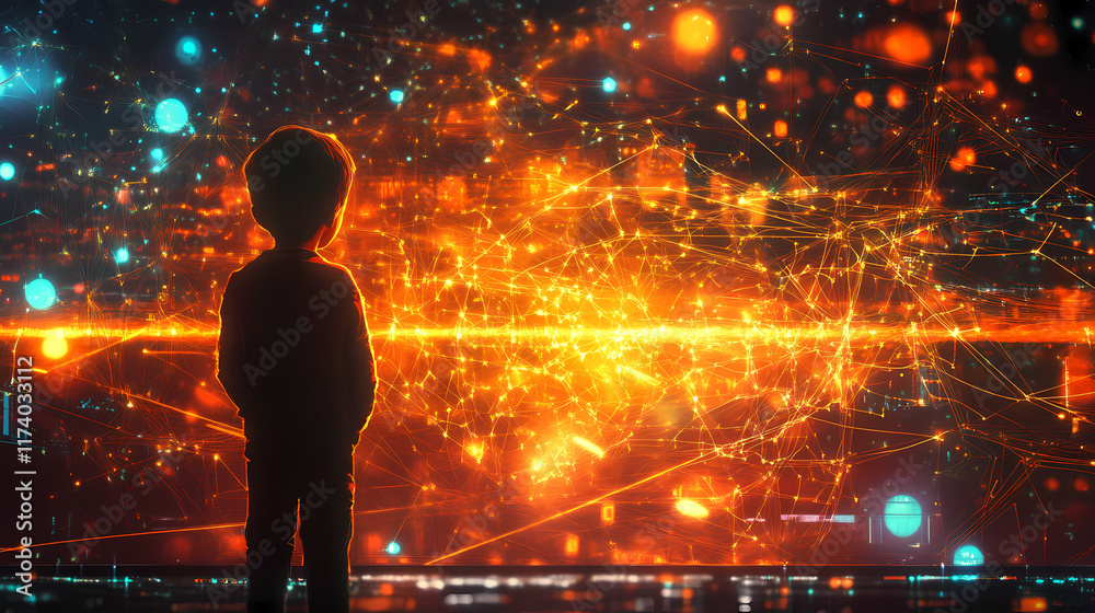 Fototapeta premium world illuminated futuristic technology