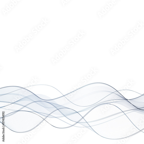 Blue flow waved lines for brochure, website, flyer design.  Png