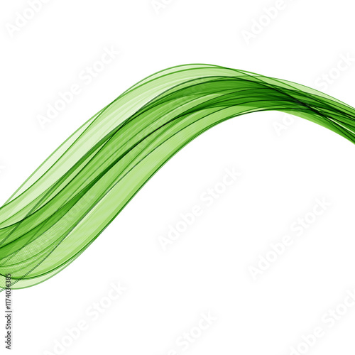 Abstract  background, green transparent waved lines for brochure, website, flyer design. smoke wave. wavy lines. Png