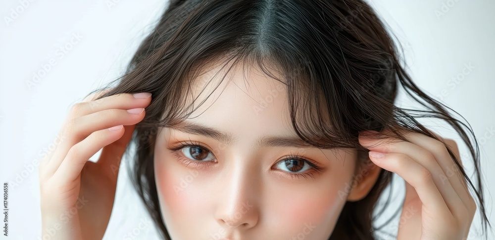 Hair Woman Contemplation Tranquility Beauty Photography Japanese Asian Middle-Aged Coiffure Salon Dryness Preparation Mirror Hair Woman Contemplation Tranquility Beauty Photography Japanese Asian Middle-Aged Coiffure Salon Dryness Preparation Mirror