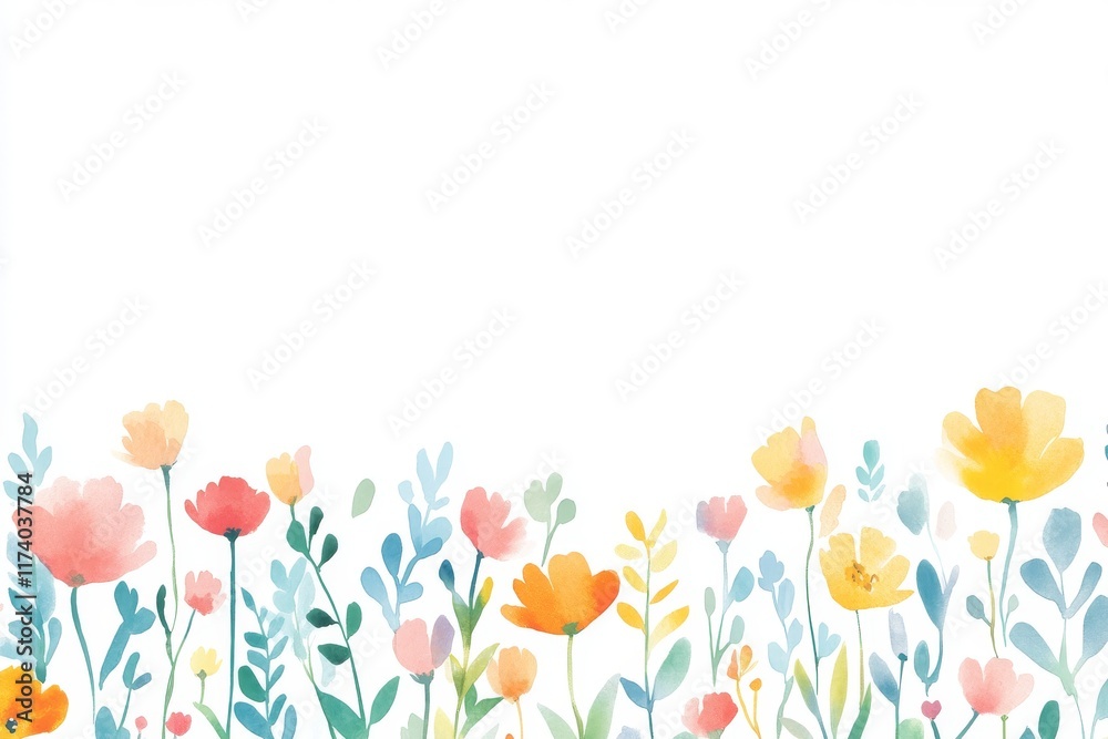 Abstract spring flowers in a watercolor style, set against a spacious background for copying and design purposes, created using . Abstract spring flowers in a watercolor style, set against a spacious background for copying and design purposes, created using .