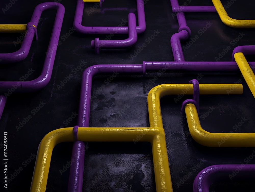 Abstract Purple And Yellow Pipe Network Design Abstract Purple And Yellow Pipe Network Design