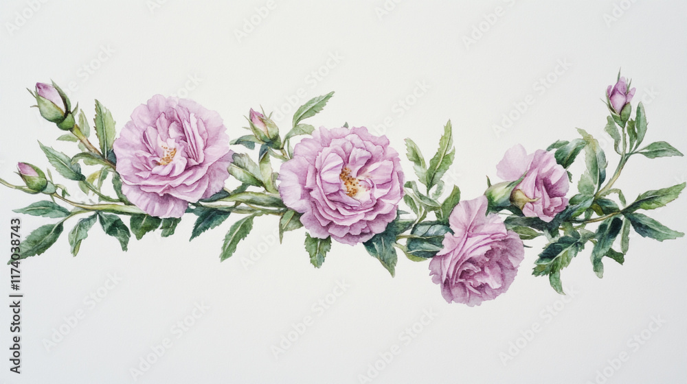 Fototapeta premium Elegant wedding invitation card background vector. Minimal hand painted watercolor botanical flowers texture template background. Design for wedding, vip cover, poster, rsvp moderncard.Valentine's Day
