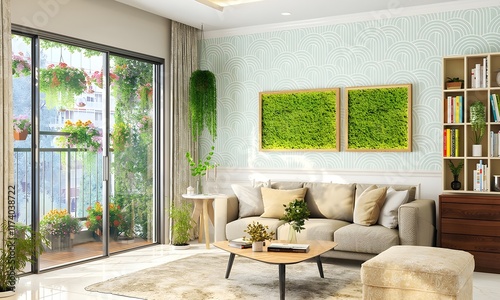 modern living room with fireplace