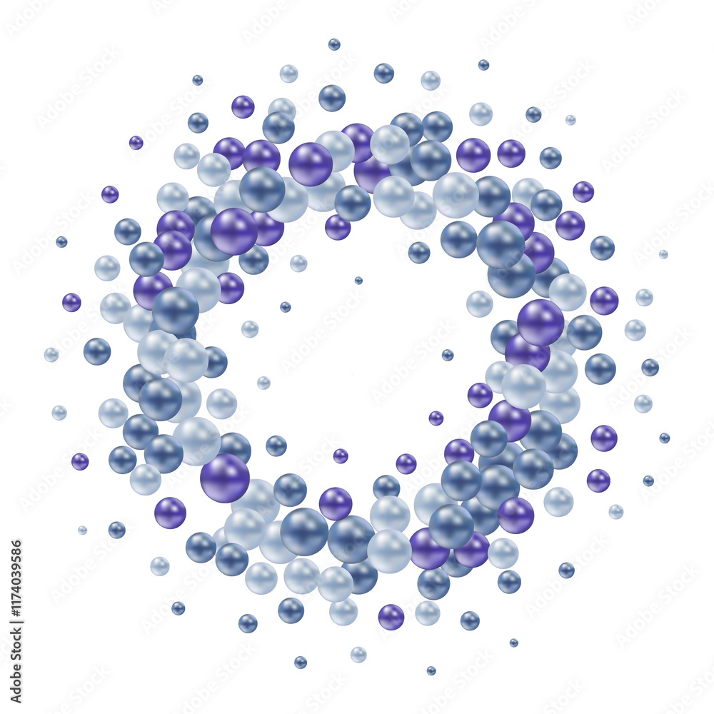 Obraz premium design element. Round photo frame made of blue balloons. Png