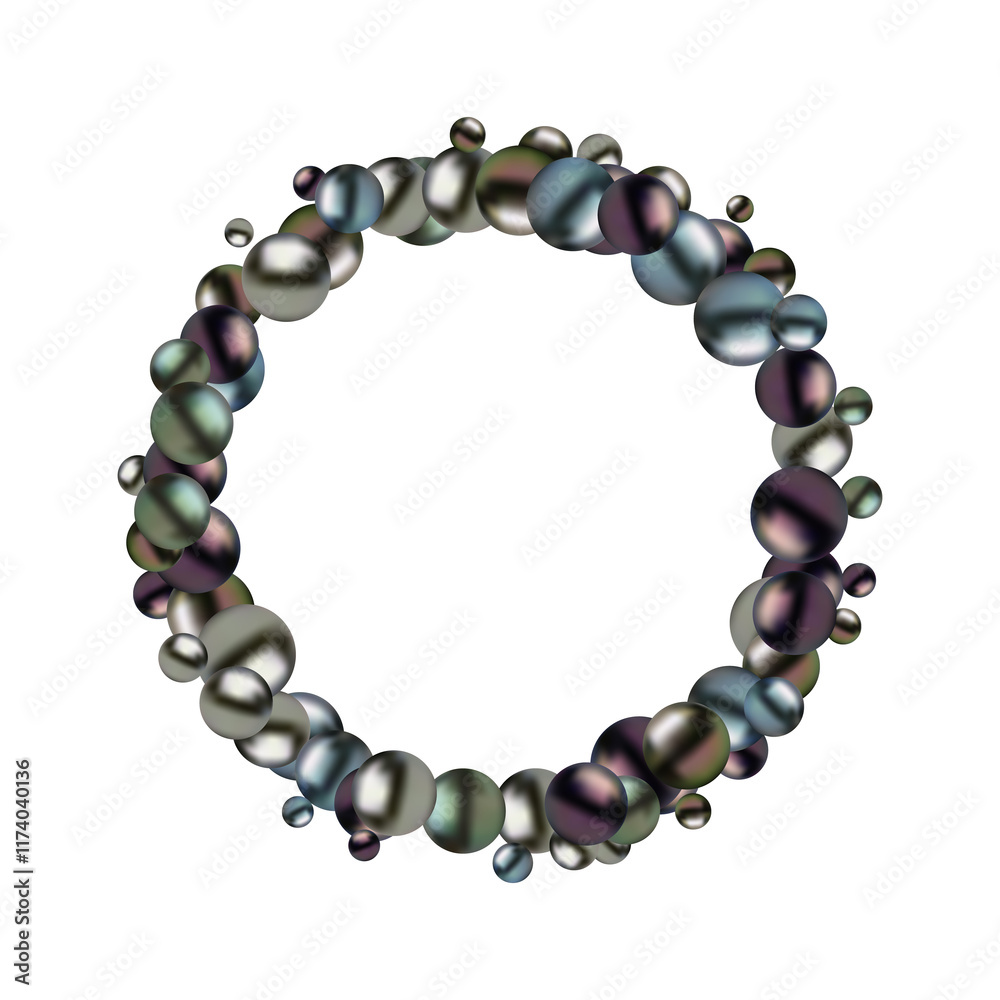 Obraz premium Black glossy balls . Pearls. Frame. Png