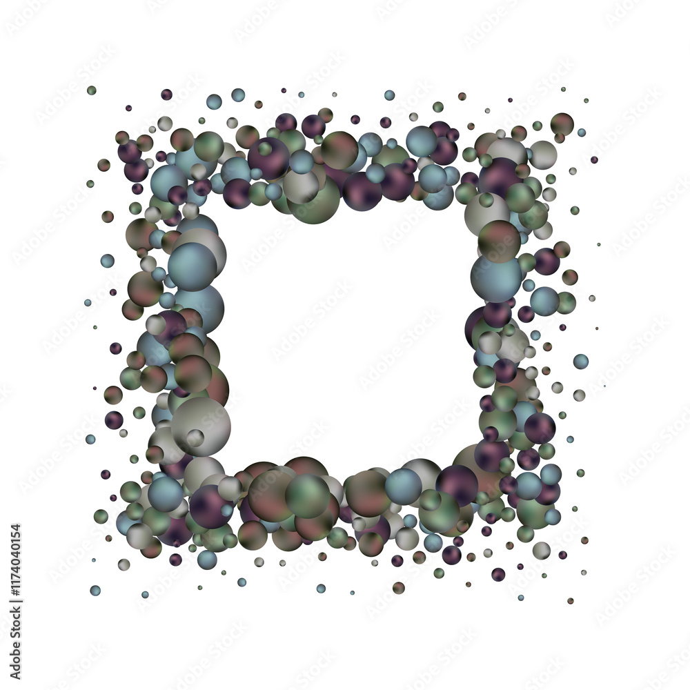 Obraz premium Black glossy balls . Pearls. Frame. Png