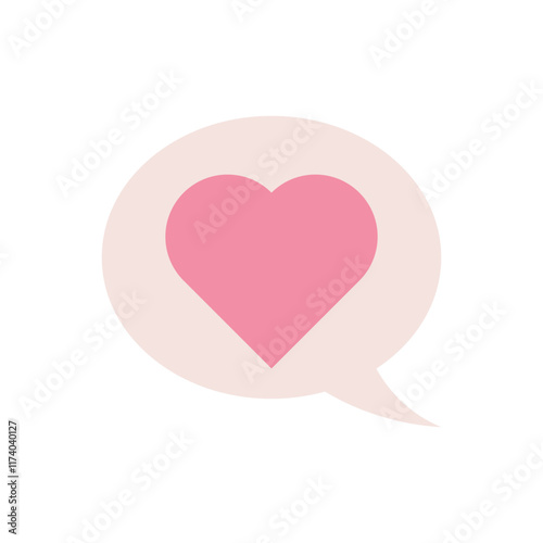 pink heart with speech bubble, love chat flat icon vector design illustration. Valentines day theme icon vector illustration. 