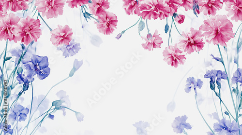 Elegant wedding invitation card background vector. Minimal hand painted watercolor botanical flowers texture template background. Design for wedding, vip cover, poster, rsvp moderncard.Valentine's Day