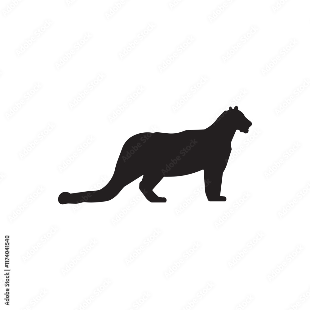 Obraz premium leopard vector illustration, leopard silhouette symbol icon illustration.