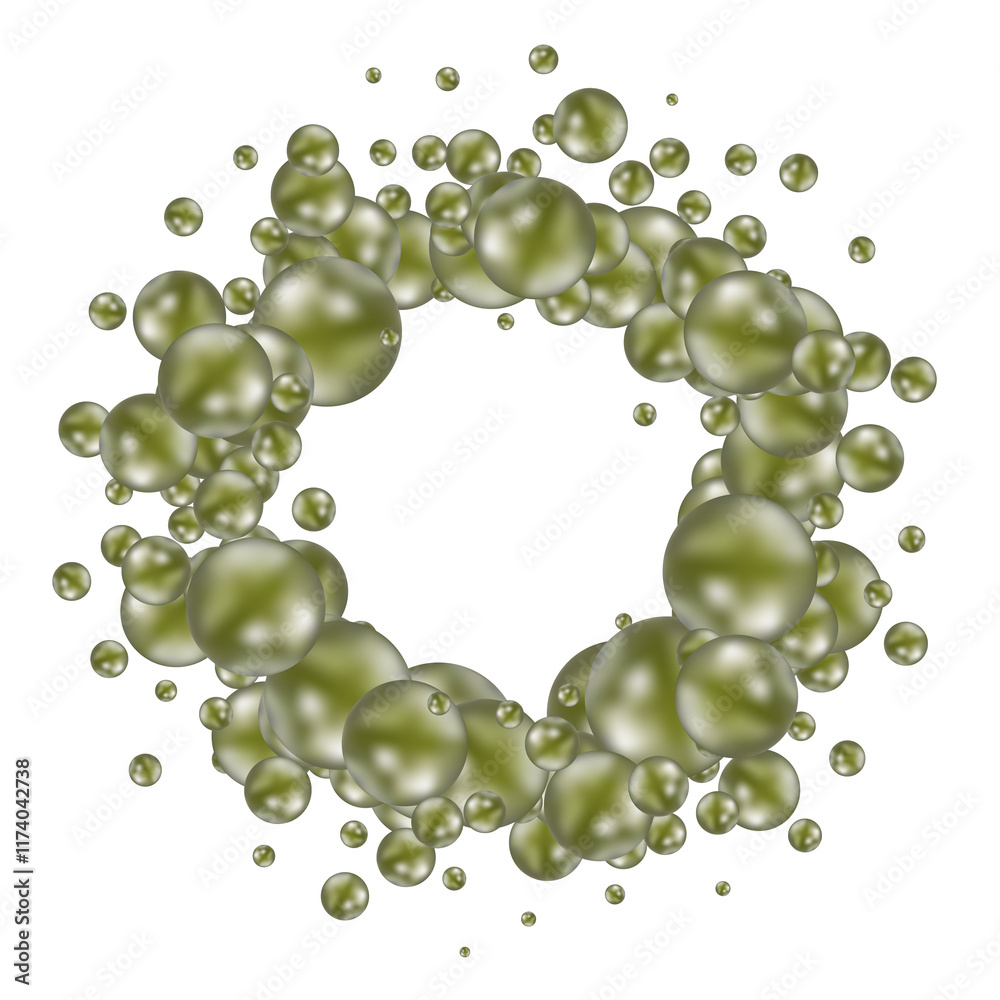Obraz premium Abstract template with green balls. Png