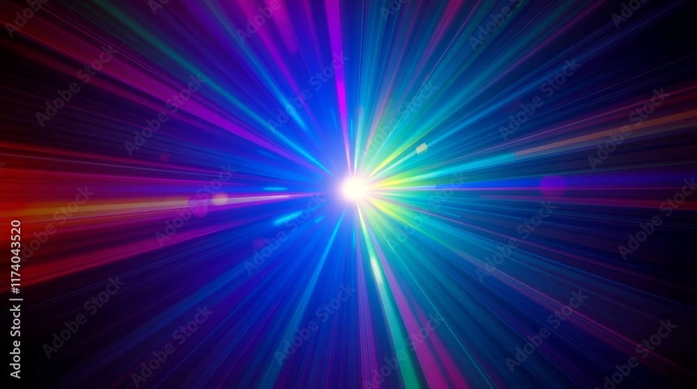 Obraz premium vibrant light burst with colorful rays in blue purple and red tones on dynamic background