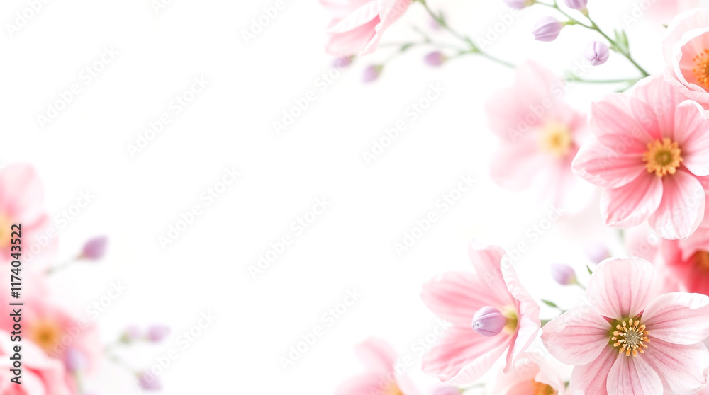 Delicate pink flowers blooming in spring, beauty of nature Delicate pink flowers blooming in spring, beauty of nature
