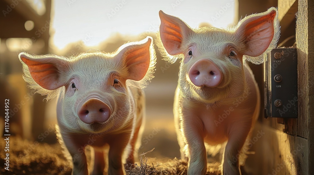 Automated Feeding System for Pigs in a Rustic Barn Showcasing Smart Farming and Modern Agriculture Technology Automated Feeding System for Pigs in a Rustic Barn Showcasing Smart Farming and Modern Agriculture Technology