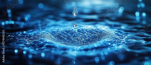 Blue Water Droplet Icon with Artificial Intelligence in Hydrology and Environmental Monitoring for Sustainable Resource Management
