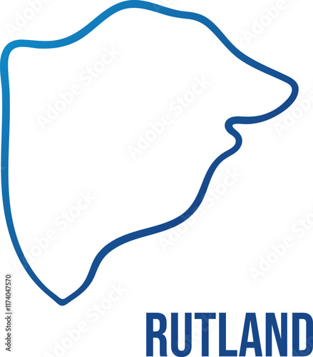 Simplified contour of Rutland ceremonial county map. Blue gradient hand drawn linear shape. Use for wall art, travel blog, news article