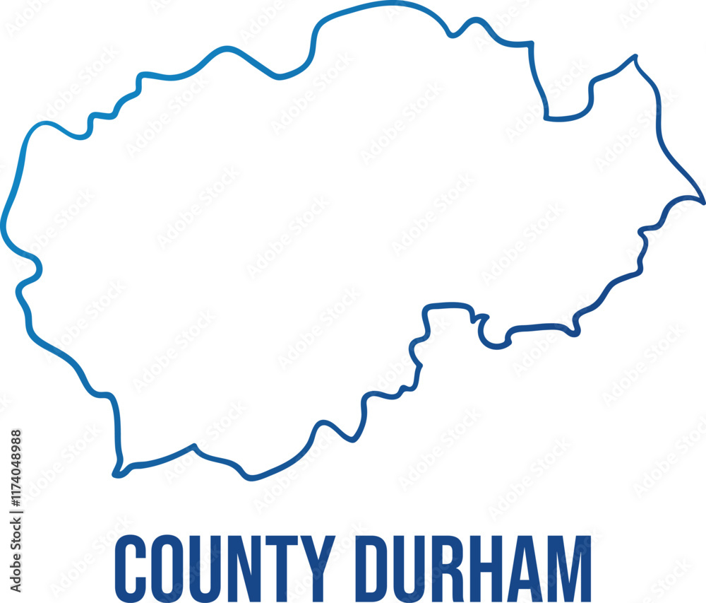 Simplified design of Durham ceremonial county map. Blue gradient illuminated county shape. Use for wall art, travel blog, news article Simplified design of Durham ceremonial county map. Blue gradient illuminated county shape. Use for wall art, travel blog, news article