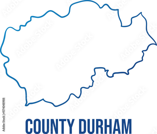 Simplified design of Durham ceremonial county map. Blue gradient illuminated county shape. Use for wall art, travel blog, news article photo