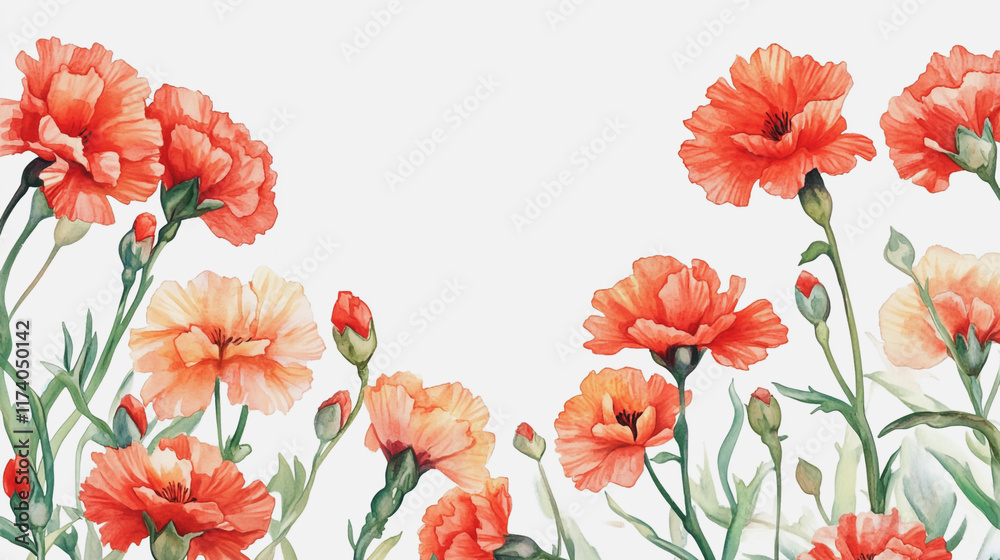 Fototapeta premium Elegant wedding invitation card background vector. Minimal hand painted watercolor botanical flowers texture template background. Design for wedding, vip cover, poster, rsvp moderncard.Valentine's Day