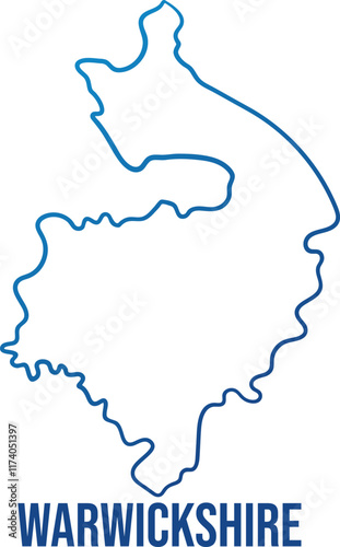 Warwickshire ceremonial county map. Smooth simplified abstract outline blue gradient map. Use for wall art, travel blog, news article