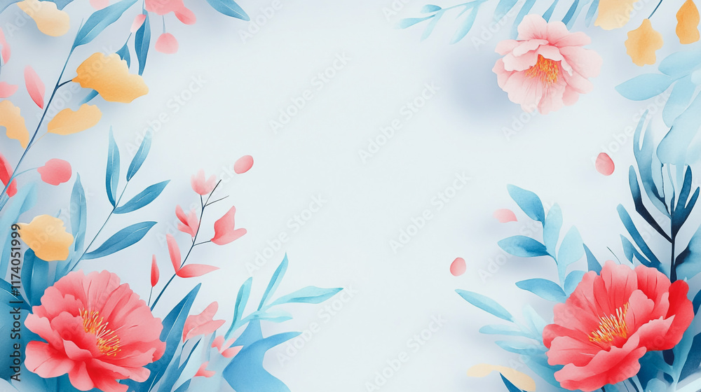 Obraz premium Elegant wedding invitation card background vector. Minimal hand painted watercolor botanical flowers texture template background. Design for wedding, vip cover, poster, rsvp moderncard.Valentine's Day