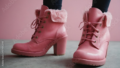 pair of pink boots