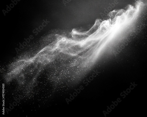 mist swirling fog water droplets steam black and white high contrast dramatic atmosphere
