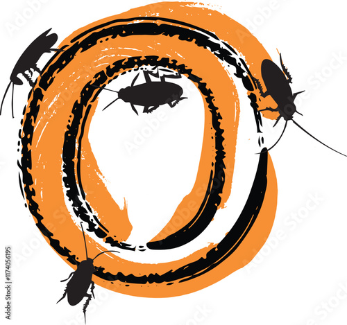 Letter O filled with cockroaches and bugs.