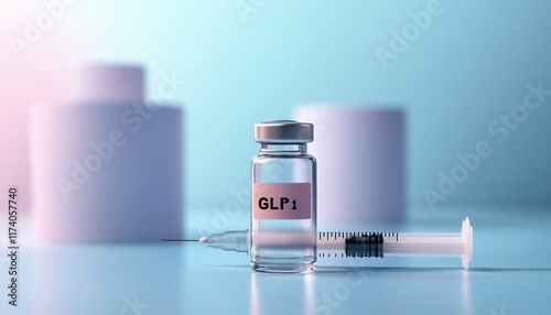 GLP-1 Vial and Syringe Representing Diabetes Management and Weight Loss Innovation