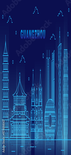 GuangZhouLuminous City Landmark Architecture Illustration Vector photo