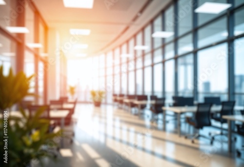 Wallpaper Mural Out of focus modern office space with large windows and plenty of natural light Ideal for business presentations or corporate websites Torontodigital.ca