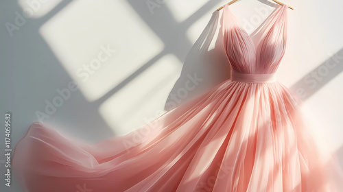 Elegant Pink Dress Styled on Clean White Background