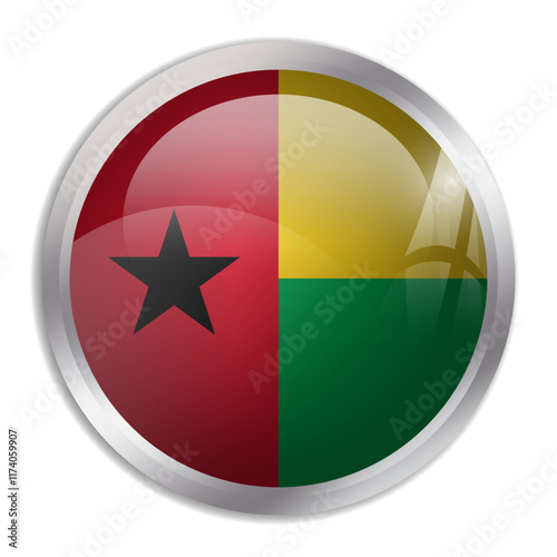 Guinea-Bissau flag - glossy circle button displays a colorful flag representing a country cultural identity and heritage. The essence of national pride and unity. Free Download Guinea-Bissau flag - glossy circle button displays a colorful flag representing a country cultural identity and heritage. The essence of national pride and unity. - GFXLoad