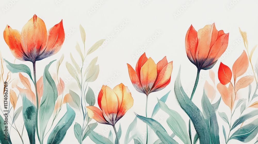 Fototapeta premium Elegant wedding invitation card background vector. Minimal hand painted watercolor botanical flowers texture template background. Design for wedding, vip cover, poster, rsvp moderncard.Valentine's Day