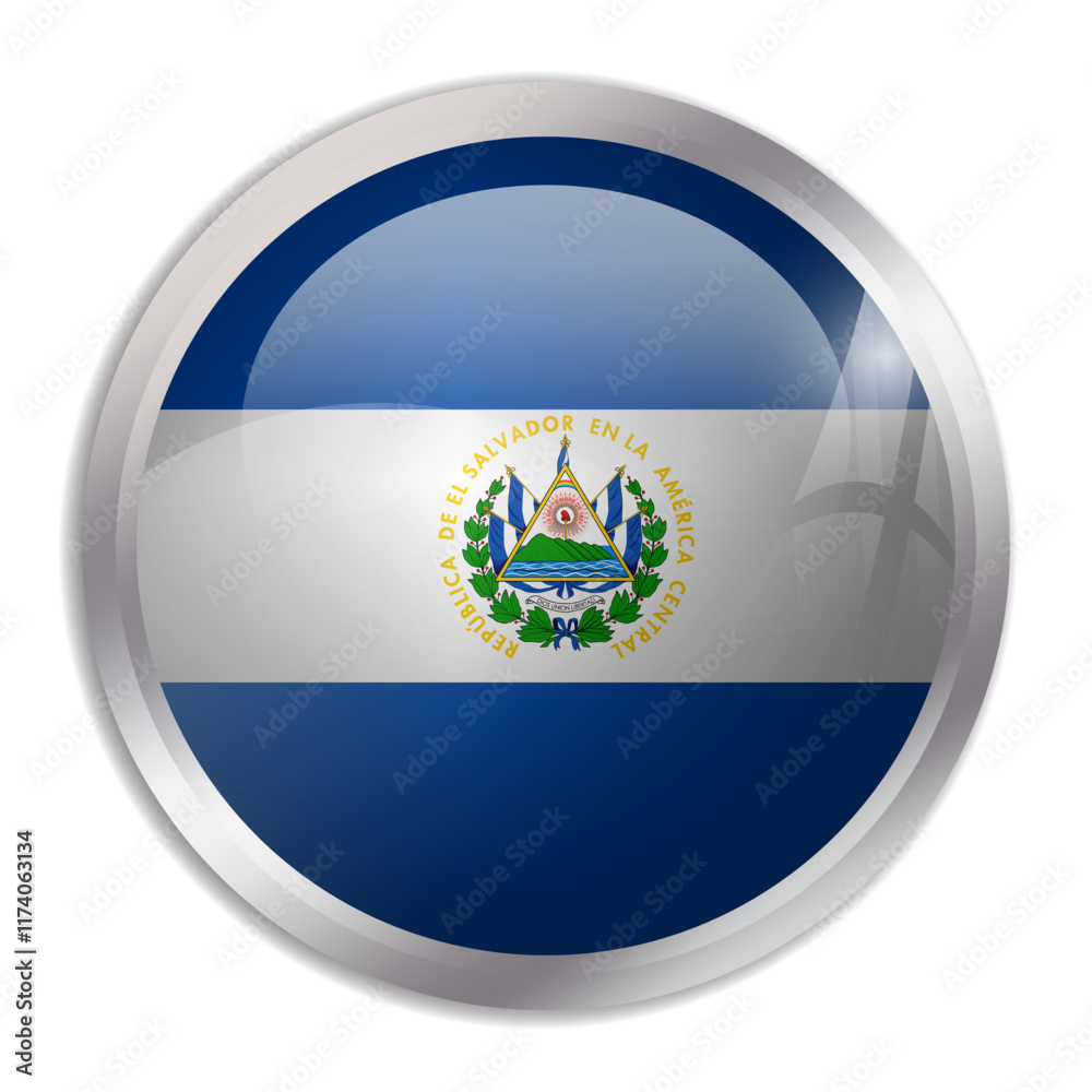 El Salvador flag - glossy circle button displays a colorful flag representing a country cultural identity and heritage. The essence of national pride and unity. El Salvador flag - glossy circle button displays a colorful flag representing a country cultural identity and heritage. The essence of national pride and unity.
