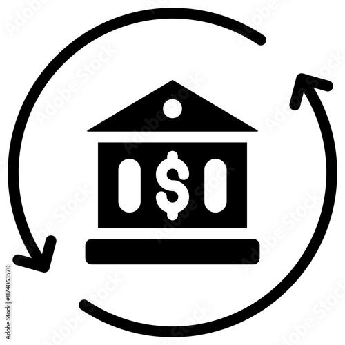 Bank Transfer Icon Solid Black Style