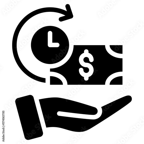 Late Fee Icon Solid Black Style