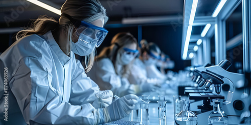 Scientist in Lab Wearing Protective Gear, Focused on Advanced Research and Safety Protocols

