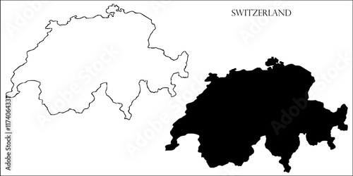 Switzerland Blank Map, Switzerland Map Outline Vector Images
