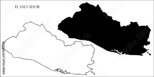 El Salvador Blank Map, El Salvador Map Outline Vector Images