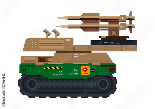 Missile vehicle military weapon rocket launcher vector illustration