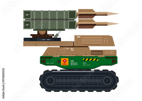 Missile vehicle military weapon rocket launcher vector illustration