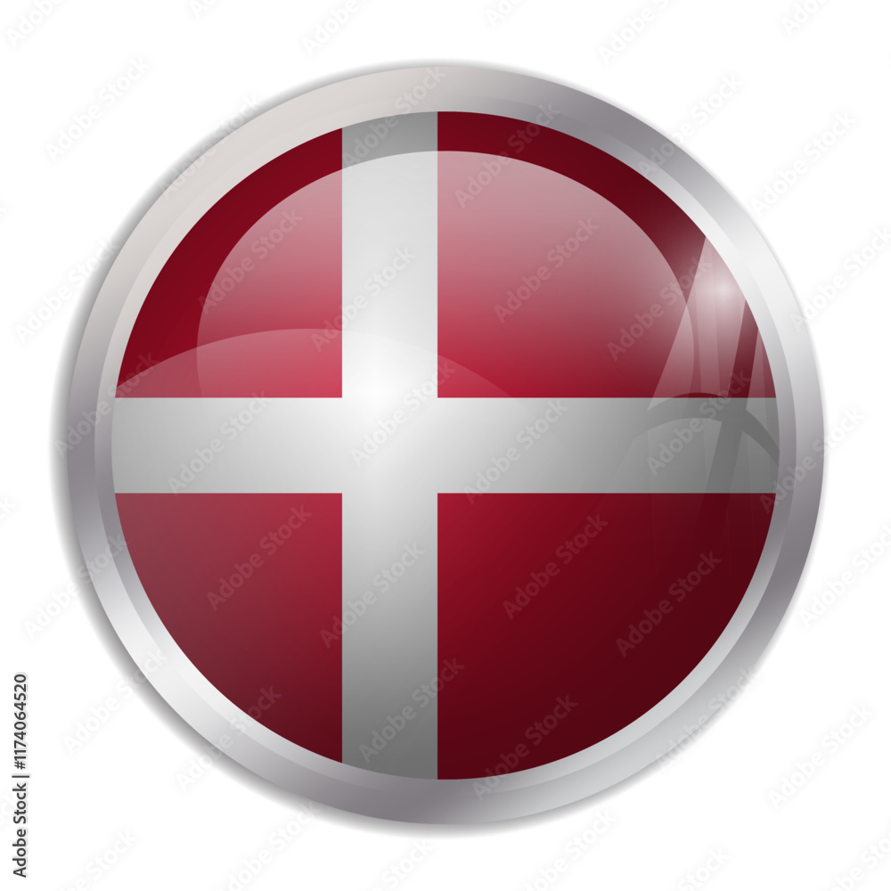 Denmark flag - glossy circle button displays a colorful flag representing a country cultural identity and heritage. The essence of national pride and unity. Denmark flag - glossy circle button displays a colorful flag representing a country cultural identity and heritage. The essence of national pride and unity.
